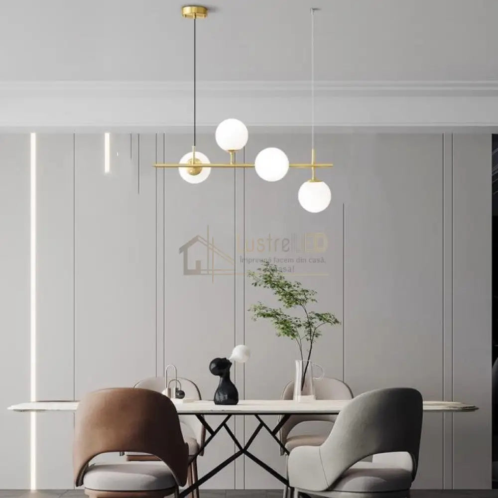 Lustra Abajur Mat Gold Liniara 4Xe27 Chandeliers