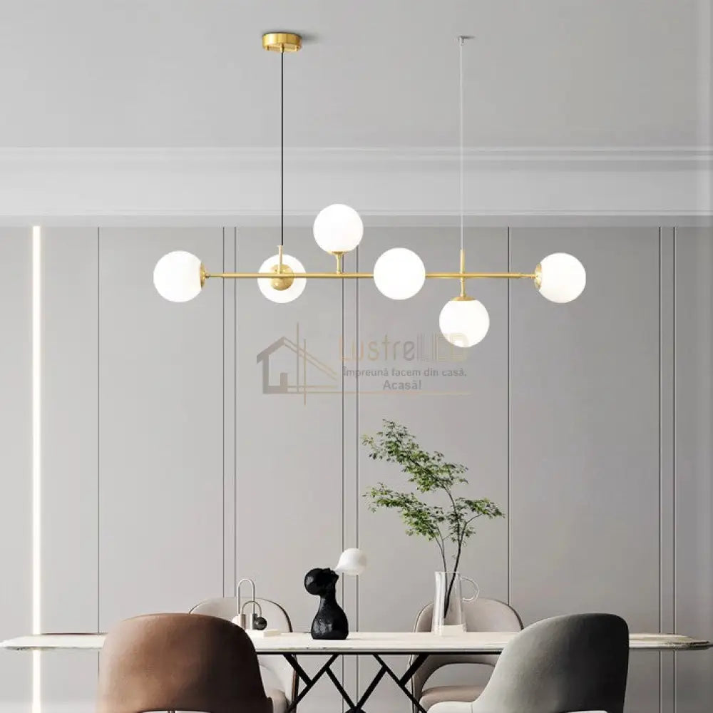 Lustra Abajur Mat Gold Liniara 6Xe27 Chandeliers