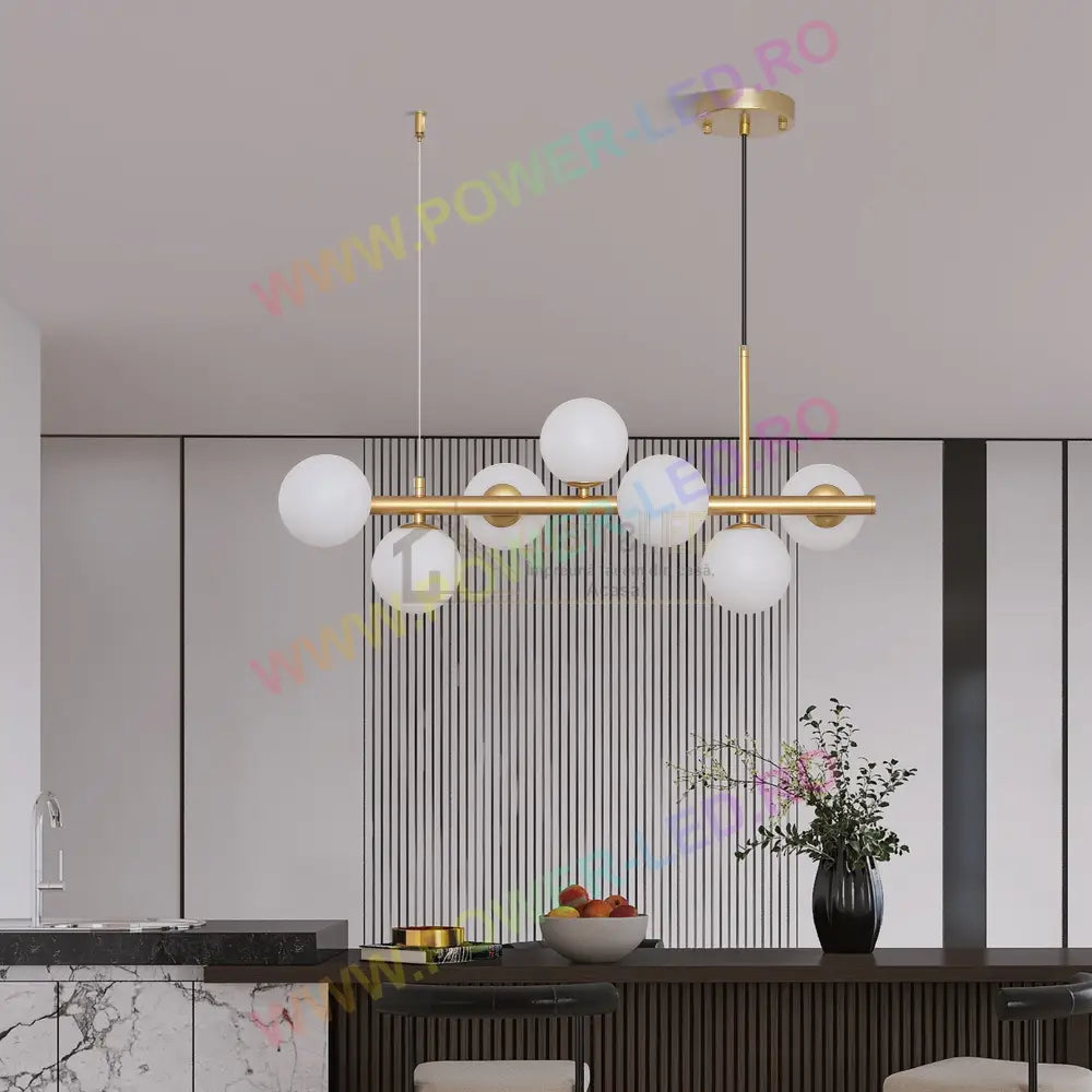 Lustra Abajur Mat Gold Liniara 7Xg9 Chandeliers