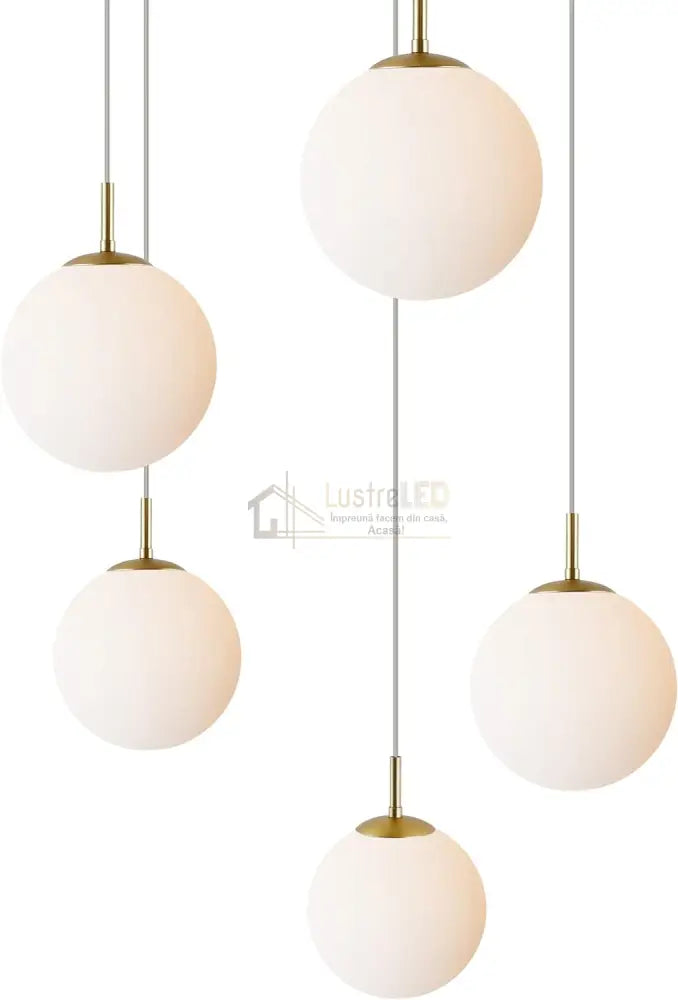 Lustra Abajur Mat Gold Luxury Staircase 5Xe27 Chandeliers