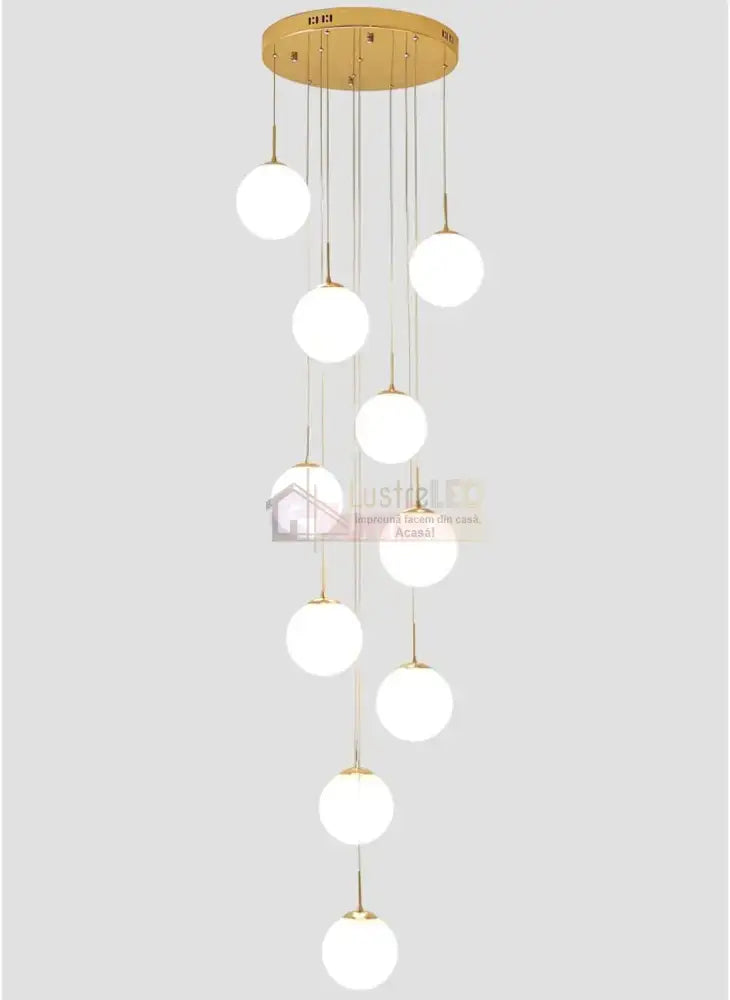 Lustra Abajur Mat Gold Luxury Staircase Gigant Chandeliers