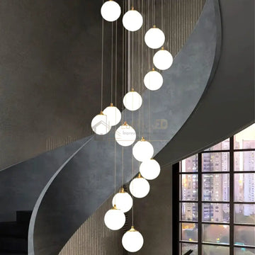 Lustra Abajur Mat Gold Luxury Staircase Gigant Chandeliers