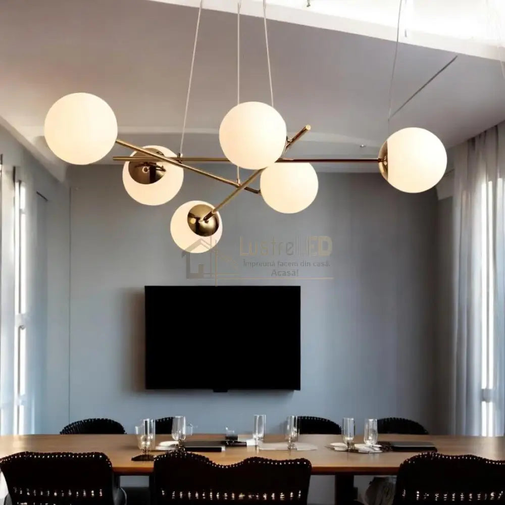 Lustra Abajur MAT Gold Suspendata 6xE27 AURIE / ABAJUR Chandeliers