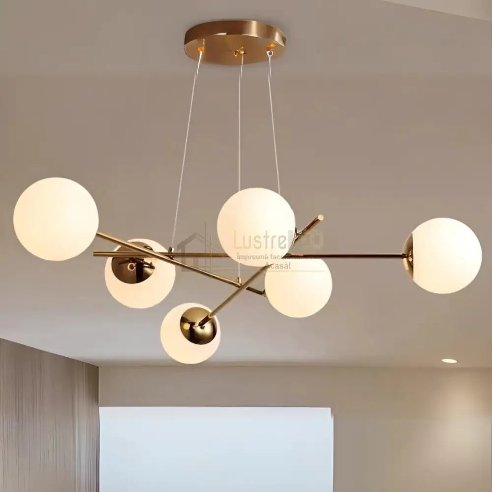 Lustra Abajur MAT Gold Suspendata 6xE27 AURIE / ABAJUR Chandeliers