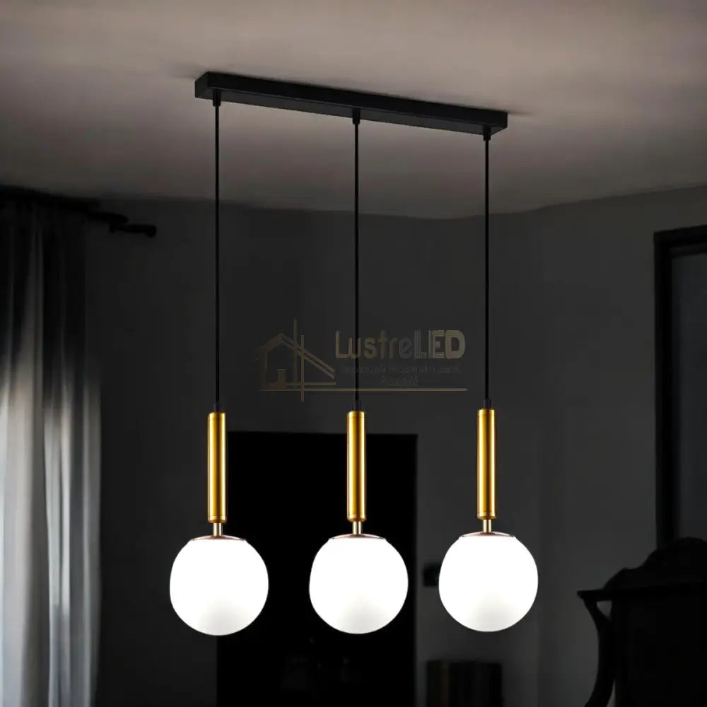 Lustra Abajur Mat Gold Suspendata Liniara Ty5128-3 Chandeliers