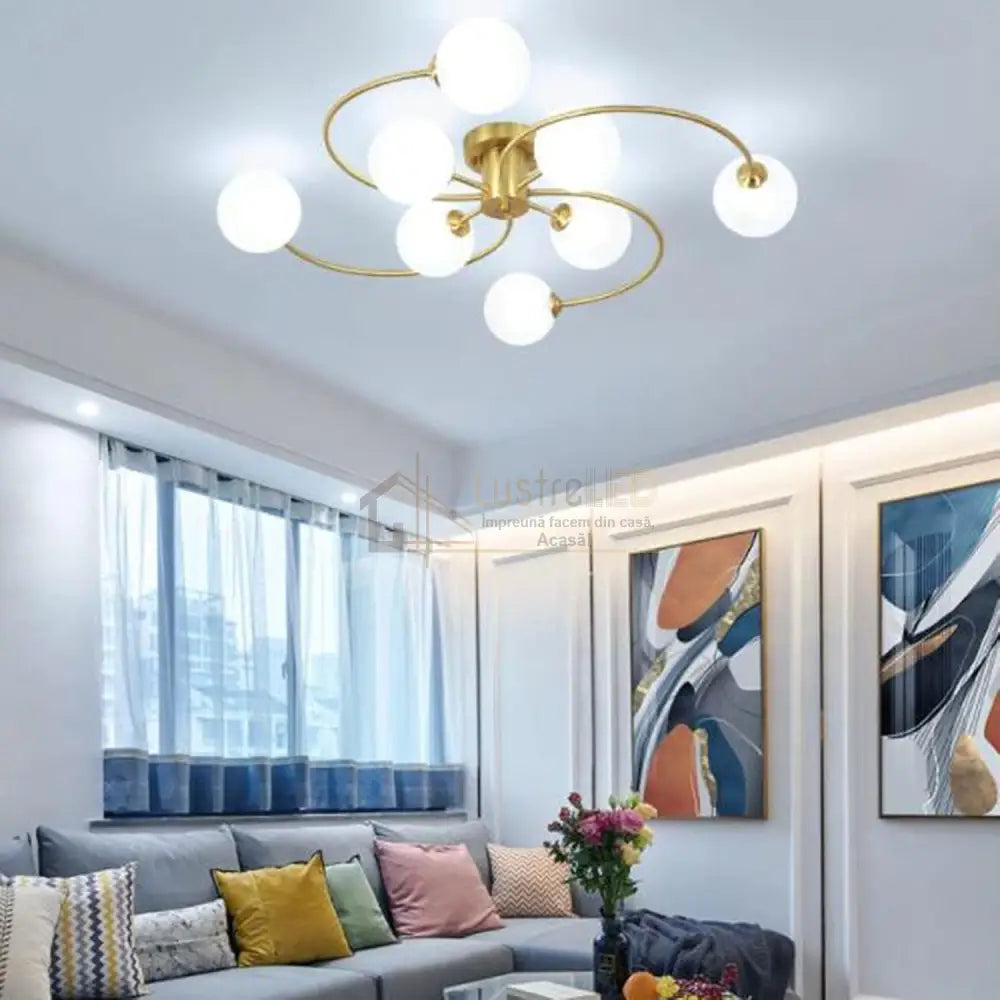 Lustra Abajur MAT Golden 8xE27 F0011/8 ABAJUR / AURIE Chandeliers