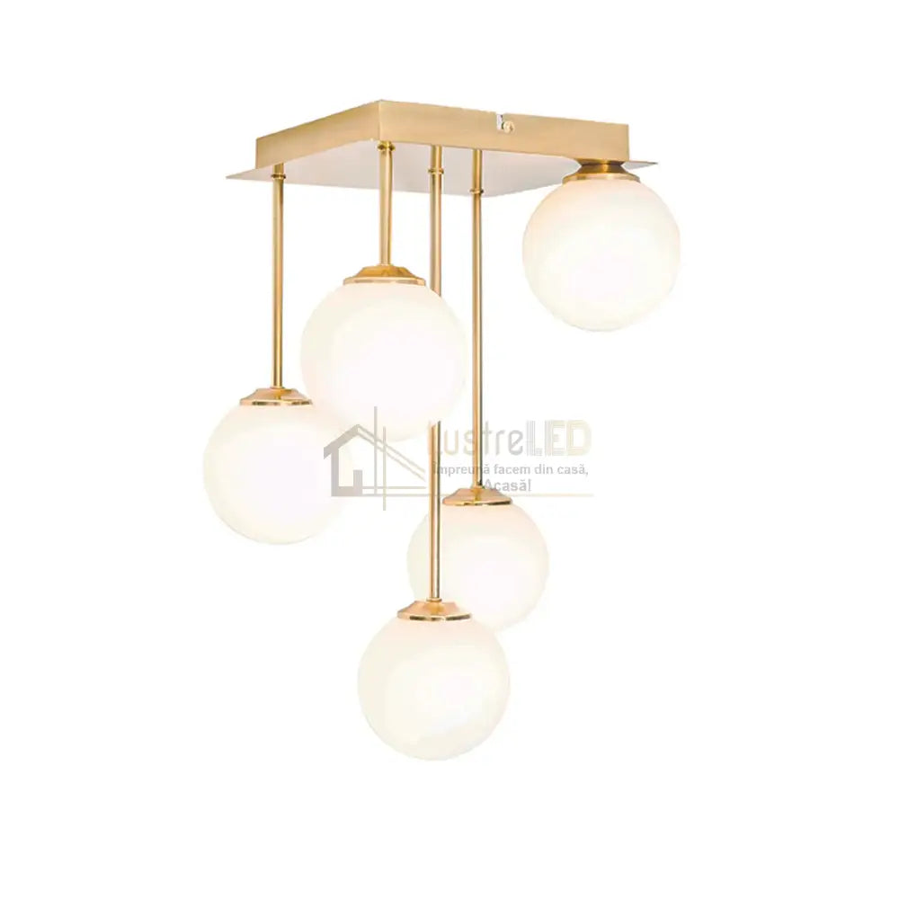 Lustra Abajur Mat Mini Serelys GOLD 5XG9 lustreled.ro