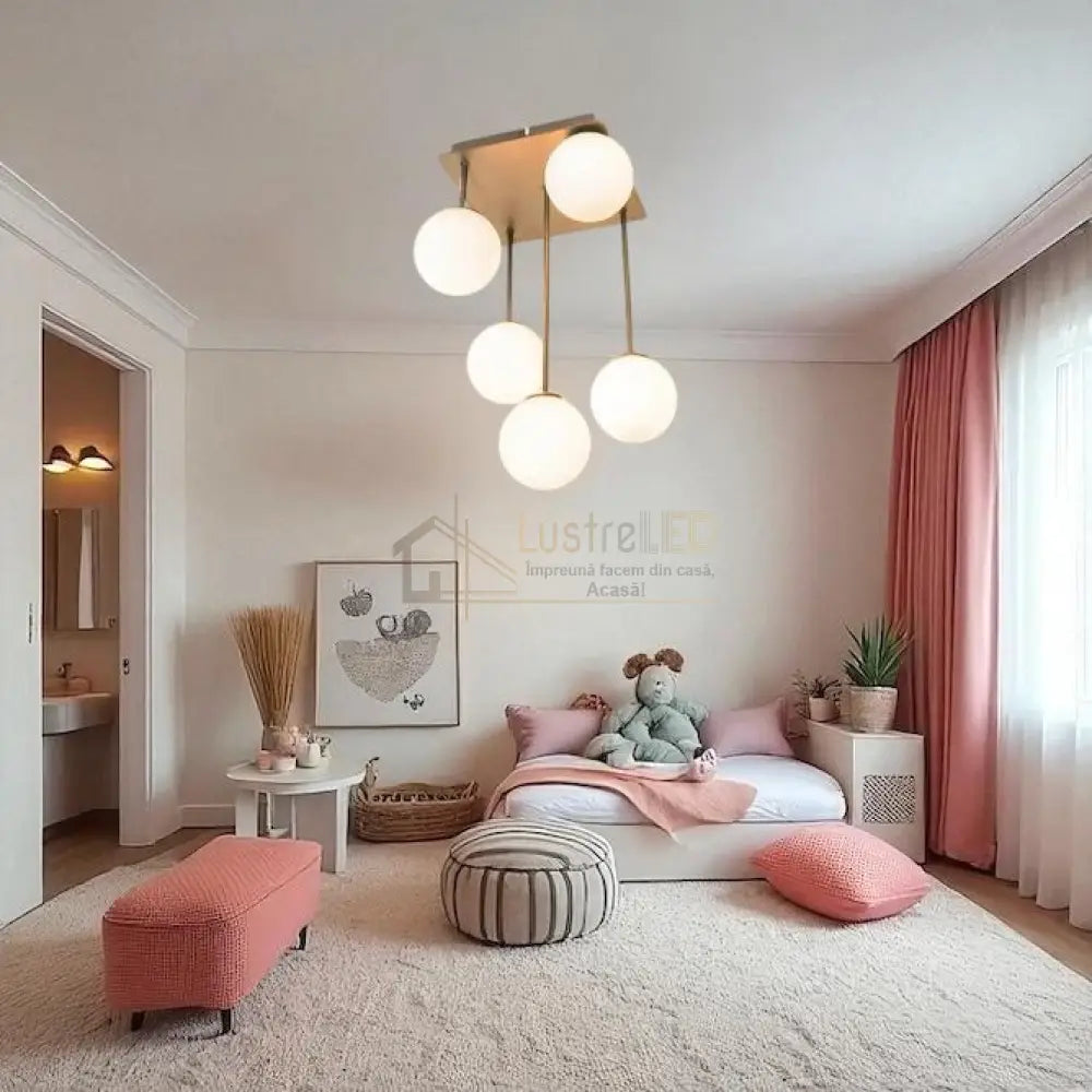 Lustra Abajur Mat Mini Serelys GOLD 5XG9 lustreled.ro