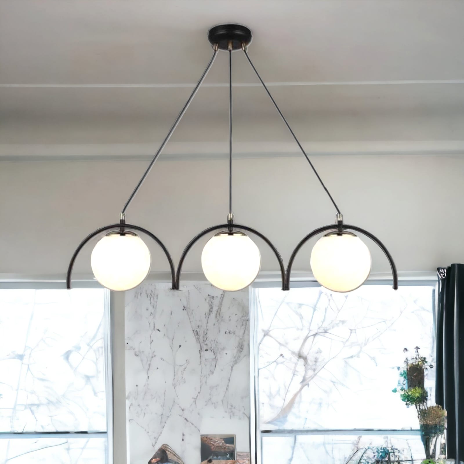 Lustra Abajur MAT Neagra 3xE27 MX420-3