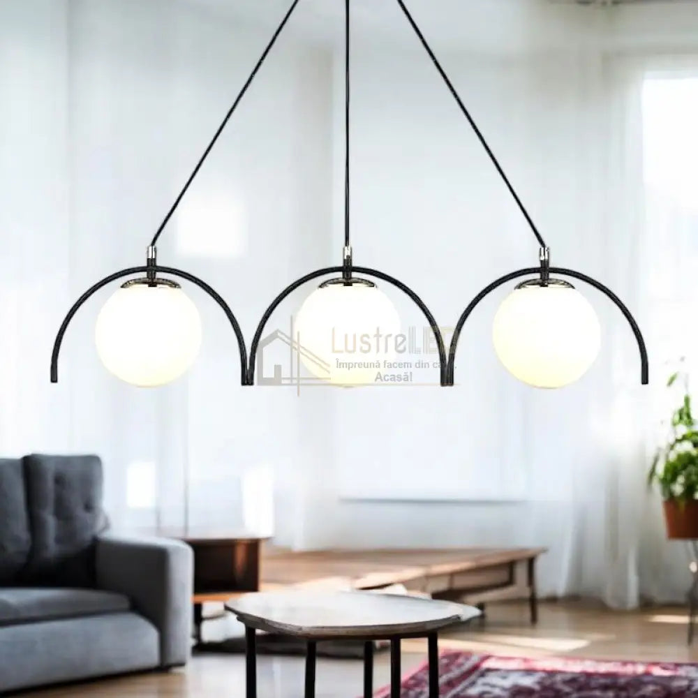 Lustra Abajur Mat Neagra 3Xe27 Mx420-3 Chandeliers