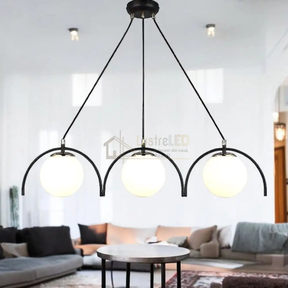 Lustra Abajur Mat Neagra 3Xe27 Mx420-3 Chandeliers