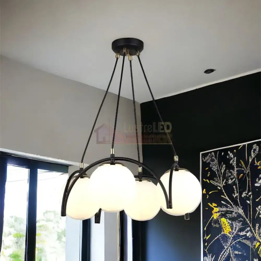 Lustra Abajur Mat Neagra 4Xe27 Mx420-4 Chandeliers