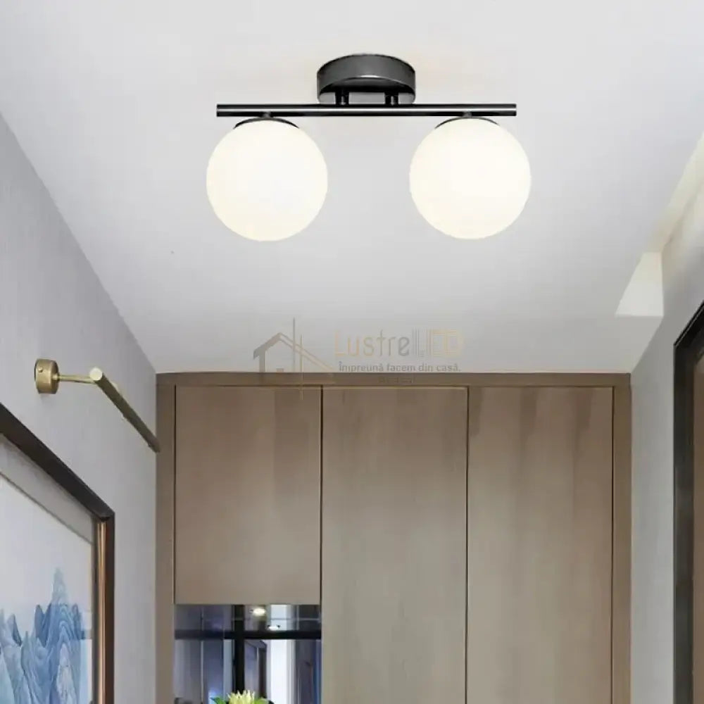Lustra Abajur MAT Nordic Black 2xE27 DN117-2/BK lustreled.ro