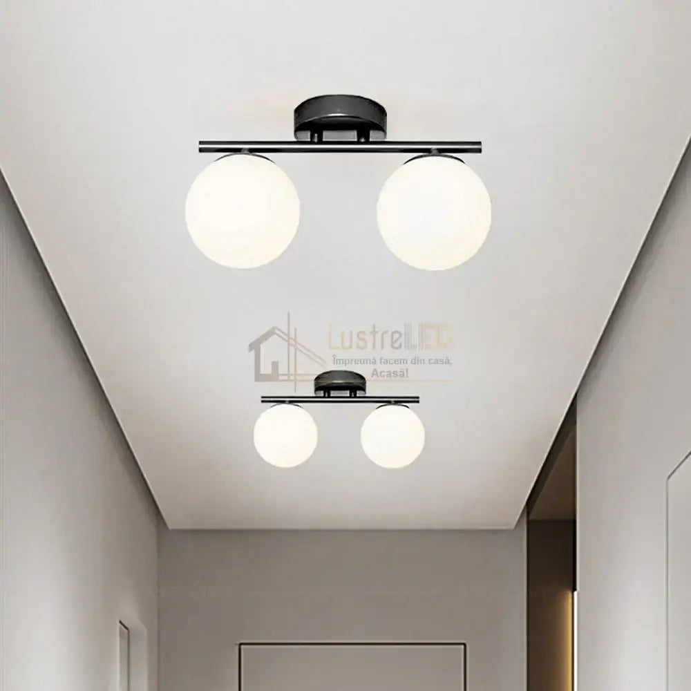 Lustra Abajur MAT Nordic Black 2xE27 DN117-2/BK lustreled.ro