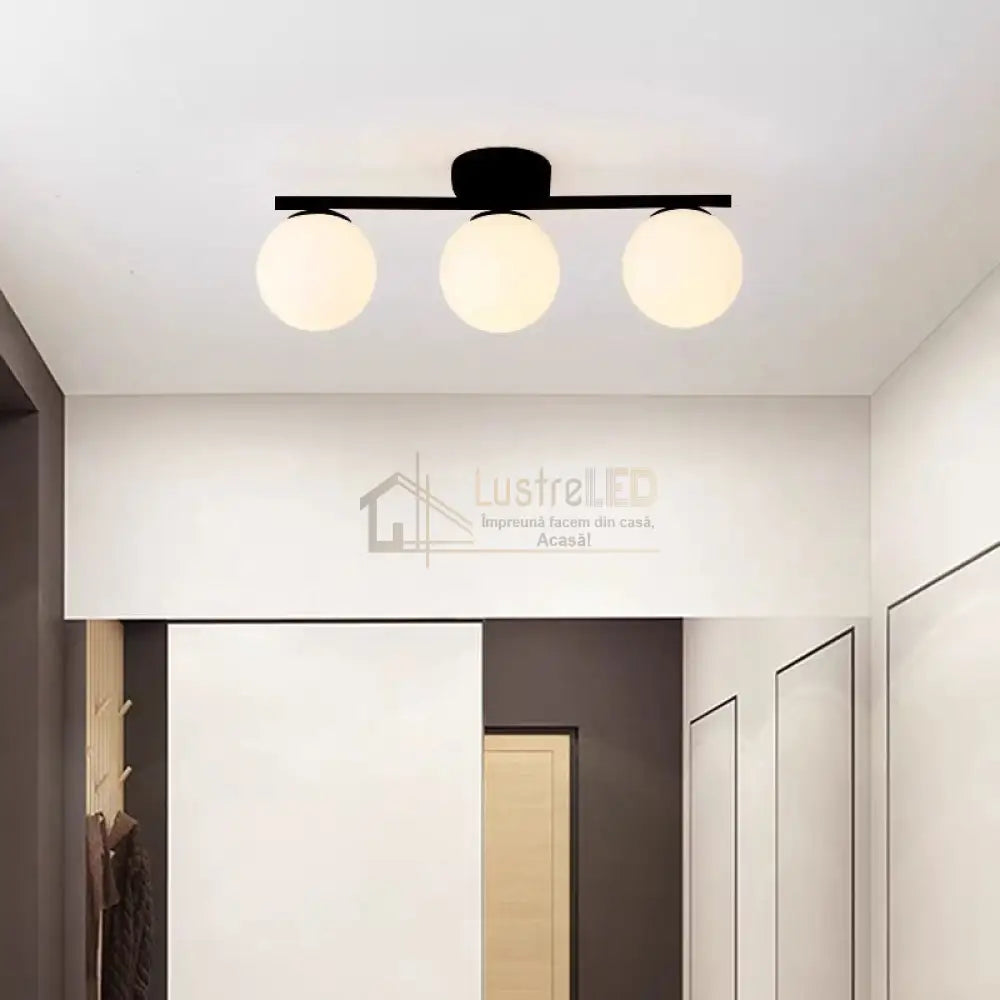 Lustra Abajur MAT Nordic Black 3xE27 DN117-3/BK lustreled.ro