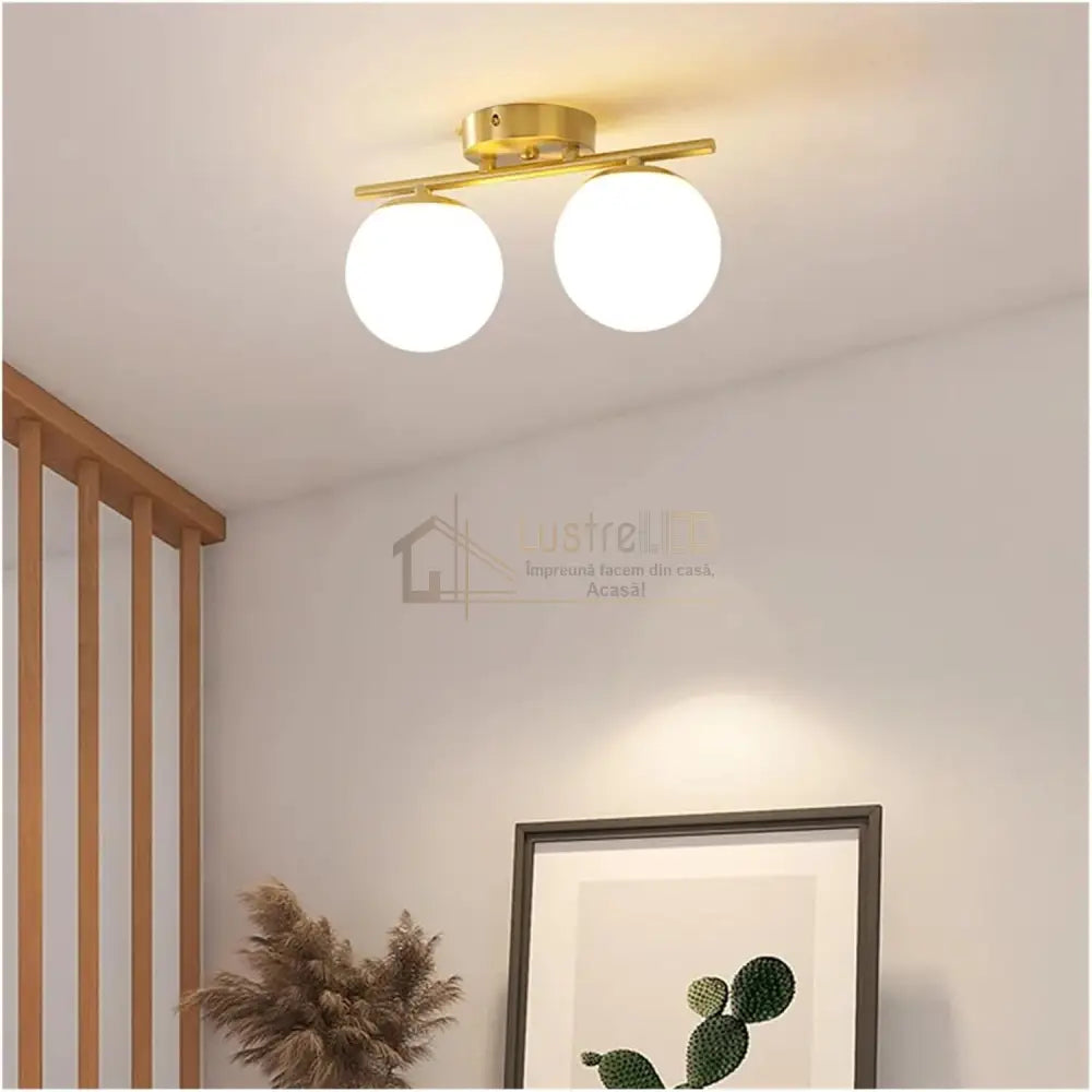 Lustra Abajur MAT Nordic GOLD 2xE27 DN117-2/GD lustreled.ro