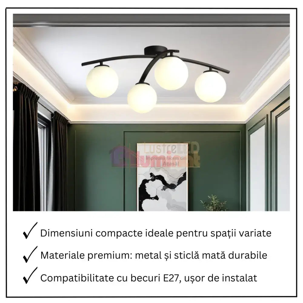 Lustra Abajur MAT Orbital Arc BLACK lustreled.ro
