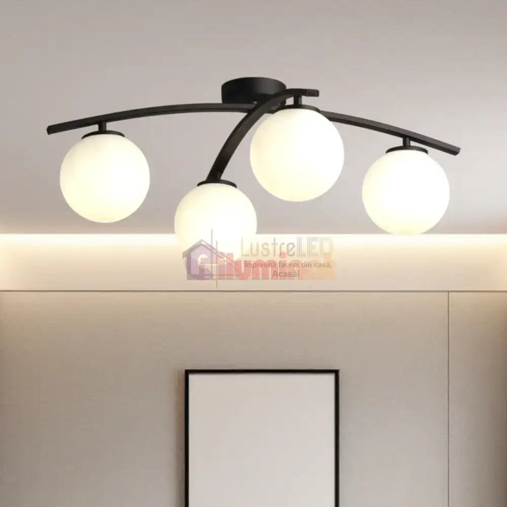 Lustra Abajur MAT Orbital Arc BLACK lustreled.ro