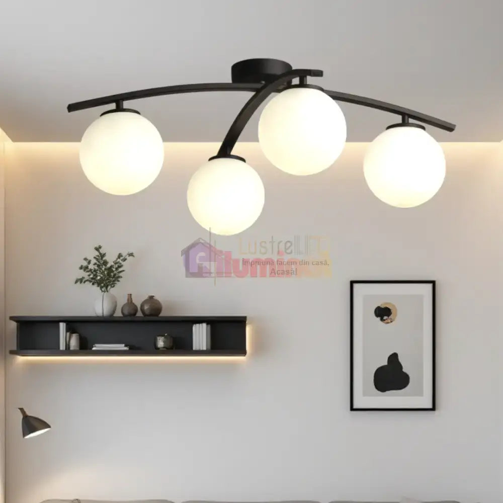 Lustra Abajur MAT Orbital Arc BLACK lustreled.ro