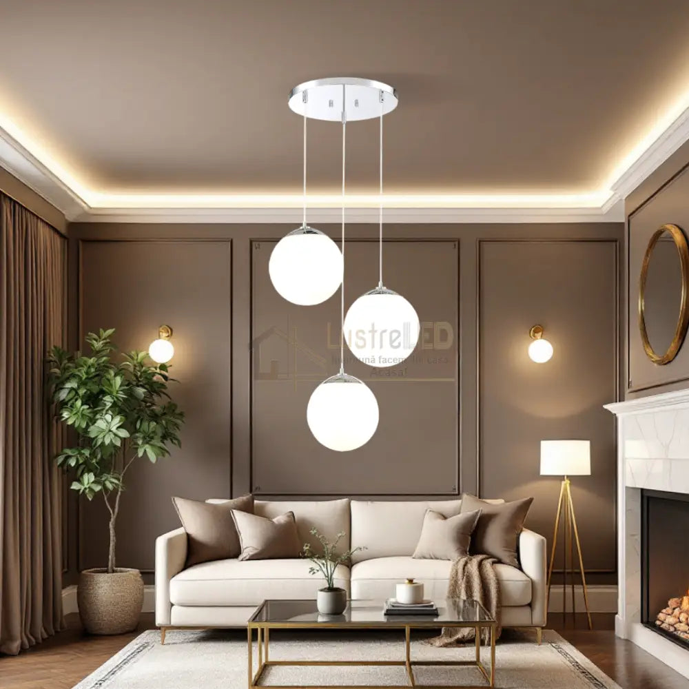Lustra Abajur Mat SILVER LUXURY STAIRCASE 3XE27 ABAJUR / ARGINTIE Chandeliers