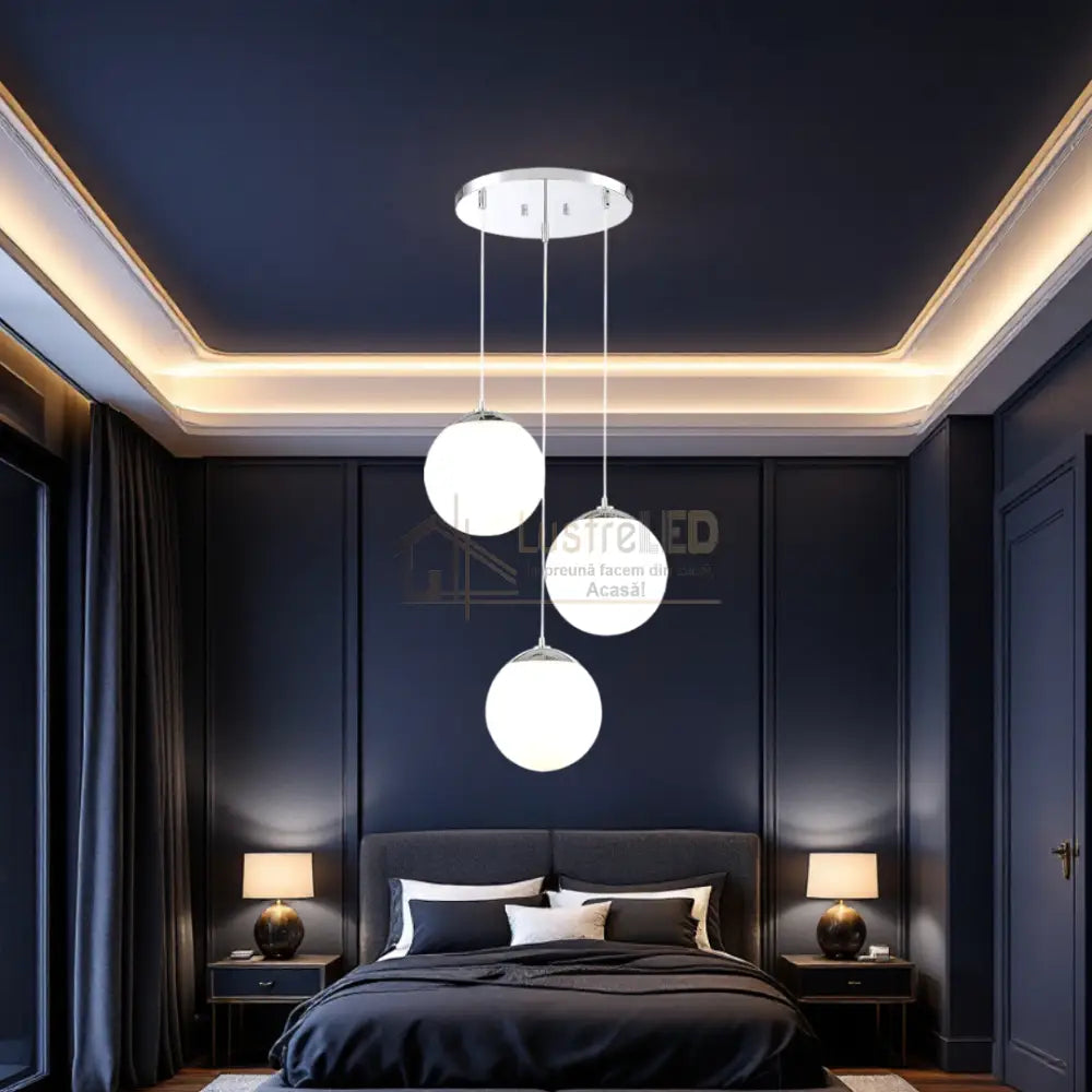 Lustra Abajur Mat SILVER LUXURY STAIRCASE 3XE27 ABAJUR / ARGINTIE Chandeliers