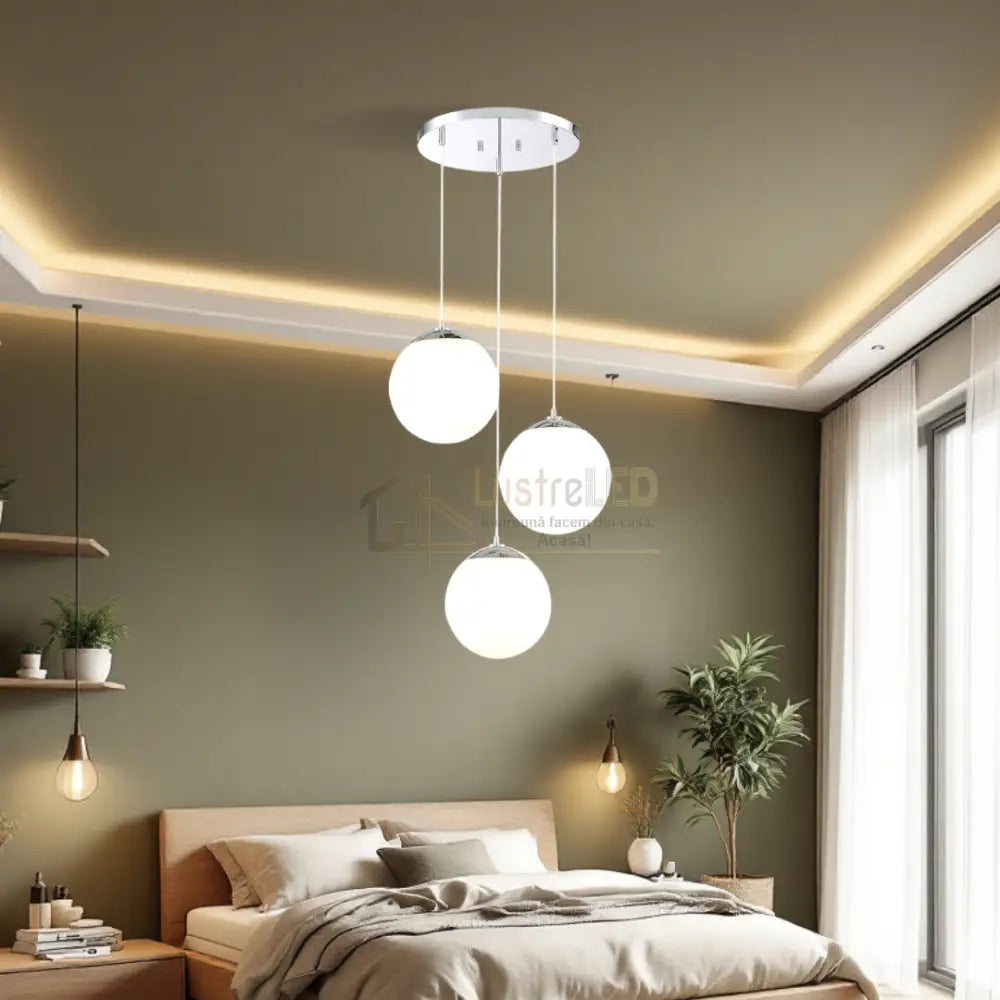 Lustra Abajur Mat SILVER LUXURY STAIRCASE 3XE27 ABAJUR / ARGINTIE Chandeliers
