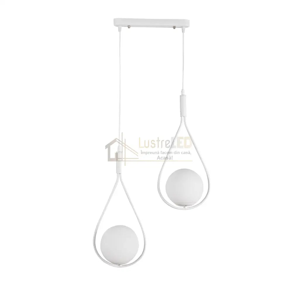 Lustra Abajur Mat White Tears 2xE14 lustreled.ro