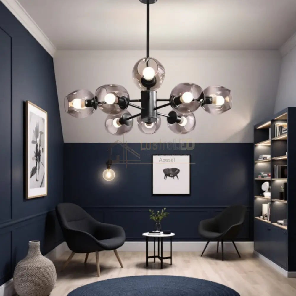 Lustra Abajur Reglabila 8xE27 Umbrava - 6035-8 NEAGRA / ABAJUR Chandeliers
