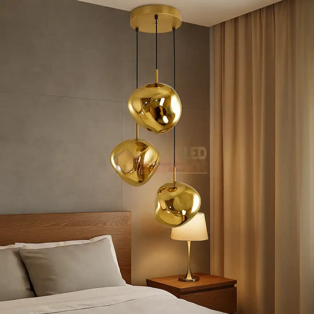 Lustra Abajur Suspendata Golden Orbs 3xE27 AURIE / SUSPENDATE Lighting Fixtures