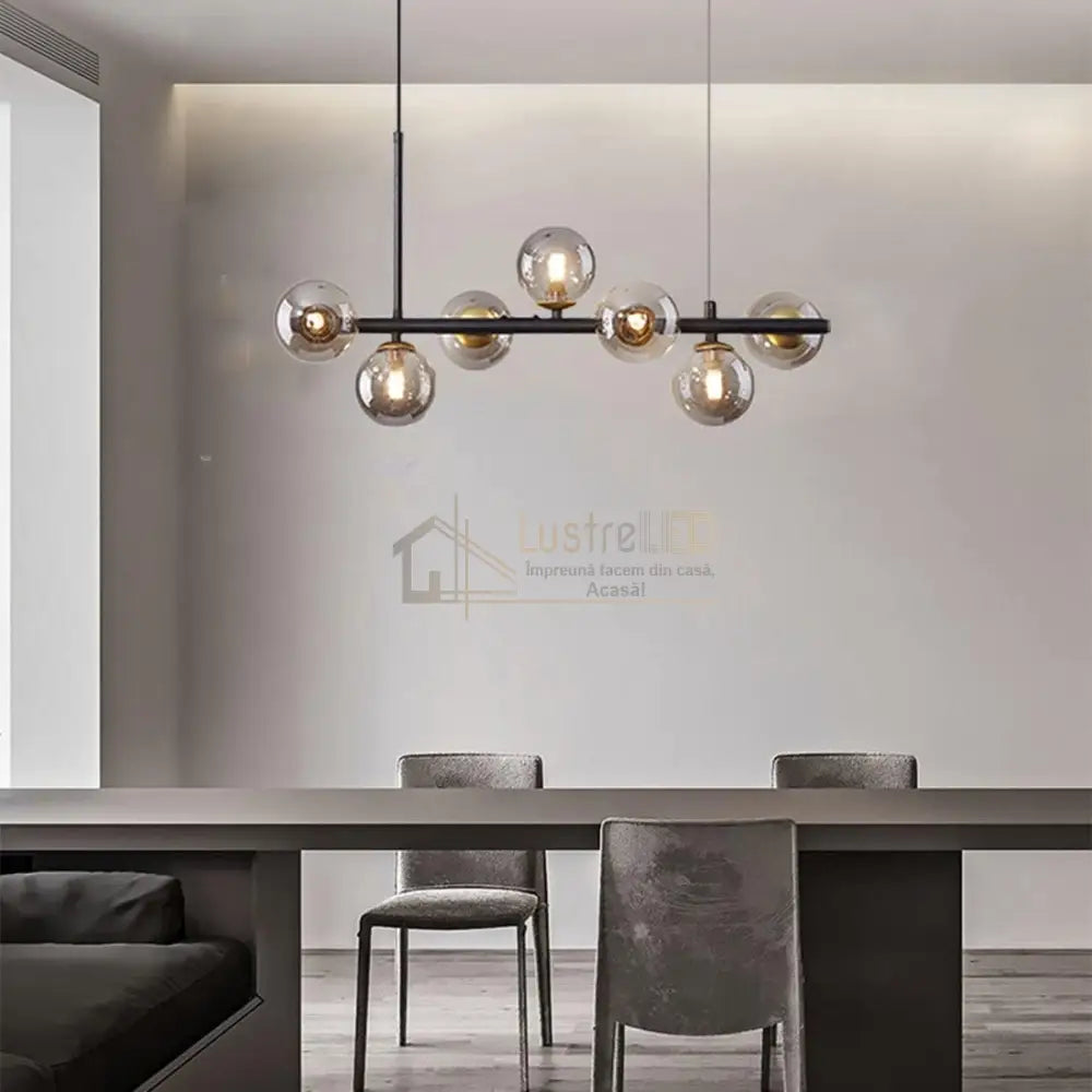 Lustra Abajur Transparent Black Liniara 7Xe27 C8323/7Bk Chandeliers