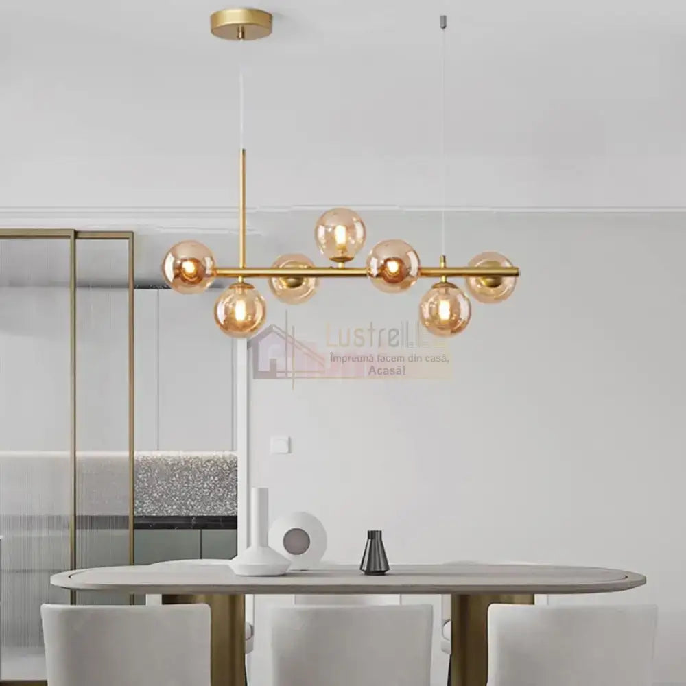 Lustra Abajur Transparent Gold Liniara 7Xe27 C8323/7Gd Chandeliers