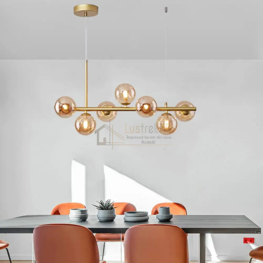 Lustra Abajur Transparent Gold Liniara 7Xe27 C8323/7Gd Chandeliers