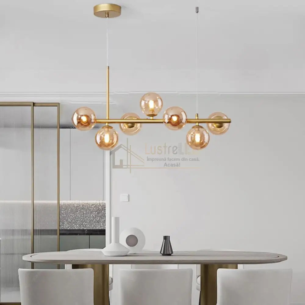 Lustra Abajur Transparent Gold Liniara 7Xe27 C8323/7Gd Chandeliers