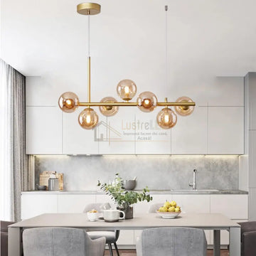 Lustra Abajur Transparent Gold Liniara 7Xe27 C8323/7Gd Chandeliers