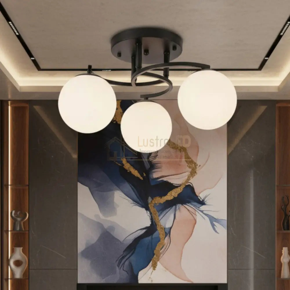 Lustra Abajur ZARO 3xE27 Black NEAGRA Chandeliers