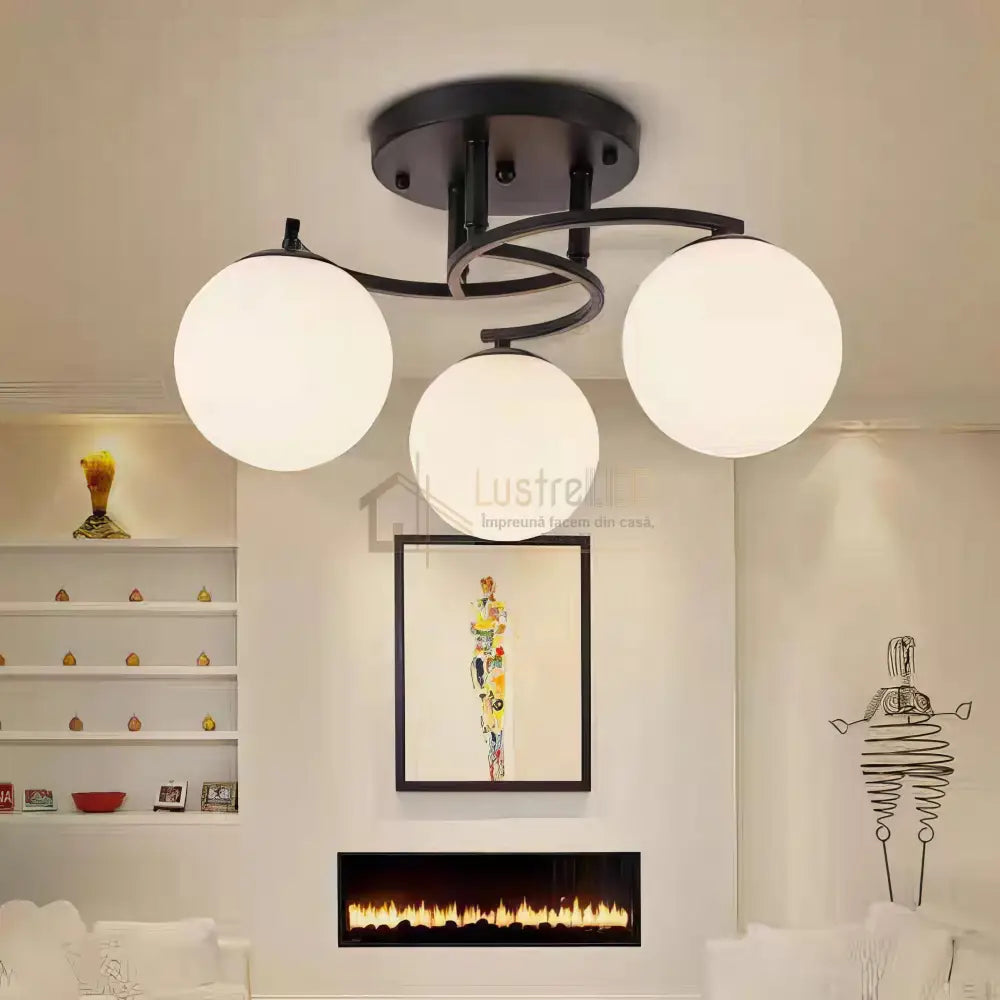 Lustra Abajur ZARO 3xE27 Black NEAGRA Chandeliers