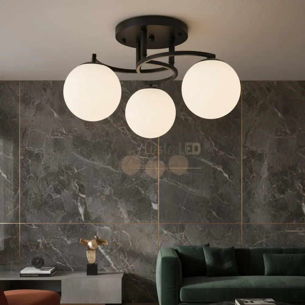 Lustra Abajur ZARO 3xE27 Black NEAGRA Chandeliers