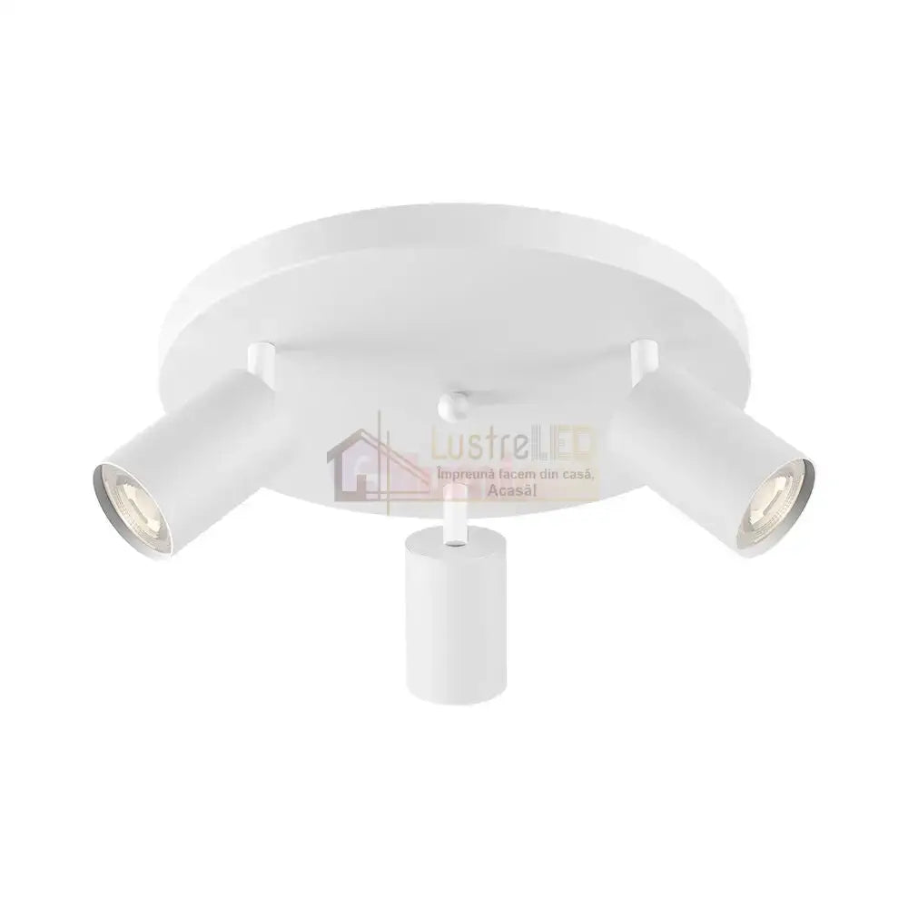Lustra Alba cu 3 Spoturi Reglabile Suport Rotund 3xGU10 Lighting Fixtures