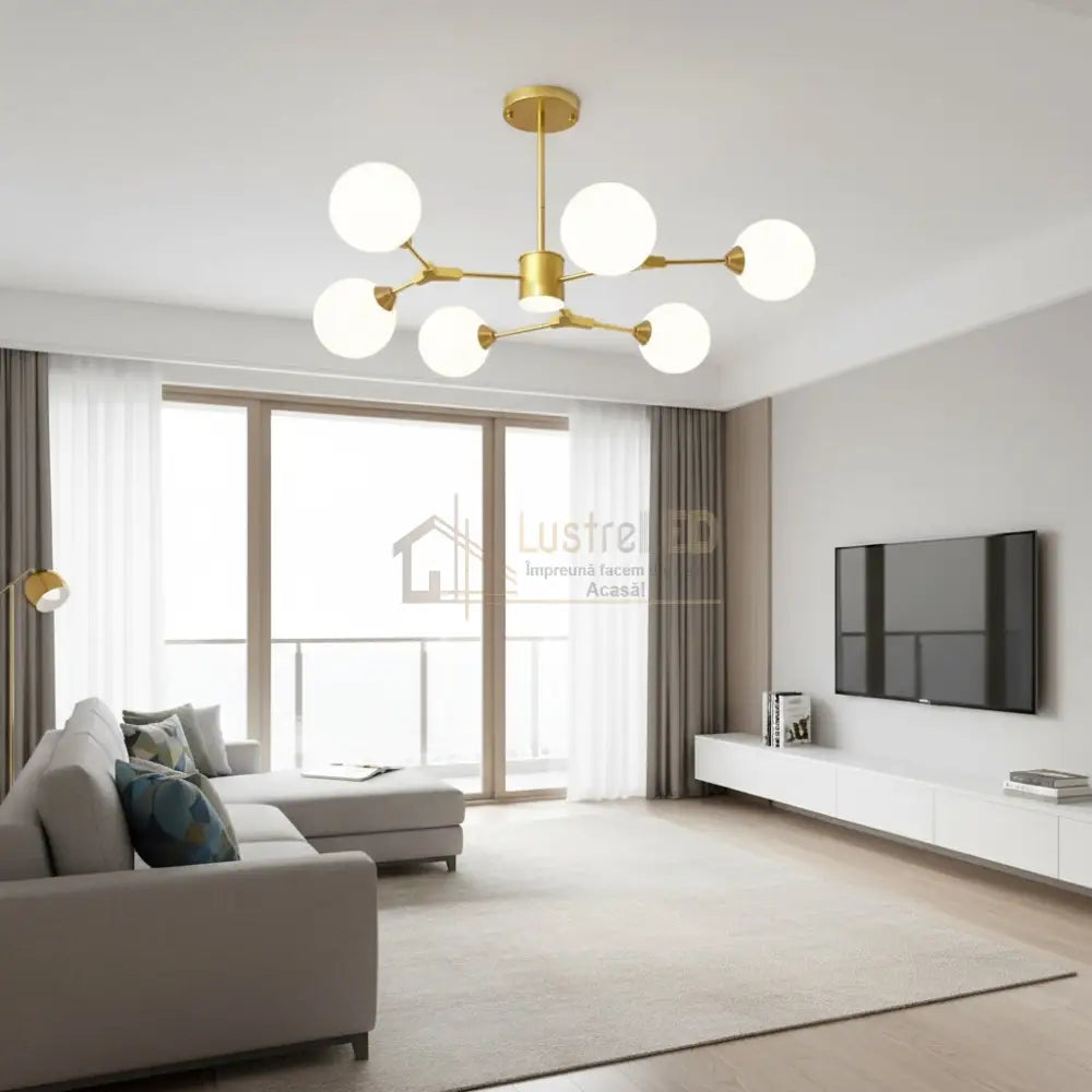 Lustra Auryn Gold Abajur Mat 6xG9 Chandeliers