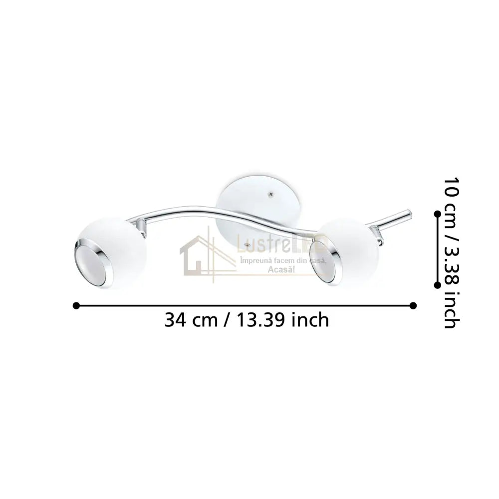 Lustra BIMEDA cu 2 Spoturi White & Silver 36CM 36.5CM Chandeliers