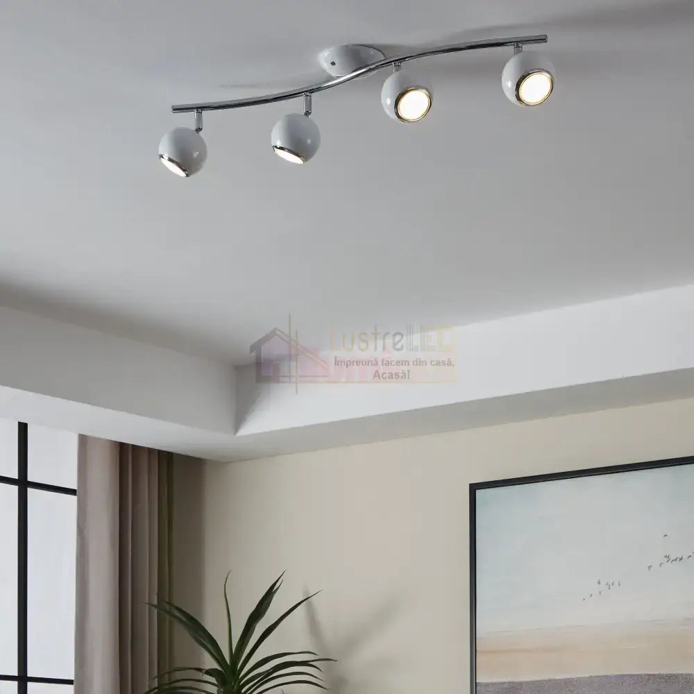 Lustra BIMEDA cu 4 Spoturi White & Silver 64CM 64CM Chandeliers