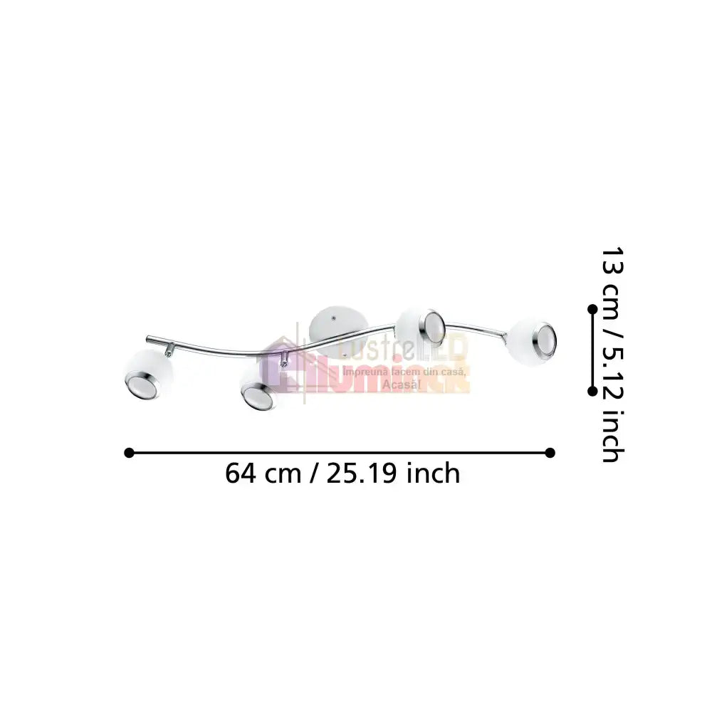 Lustra BIMEDA cu 4 Spoturi White & Silver 64CM 64CM Chandeliers