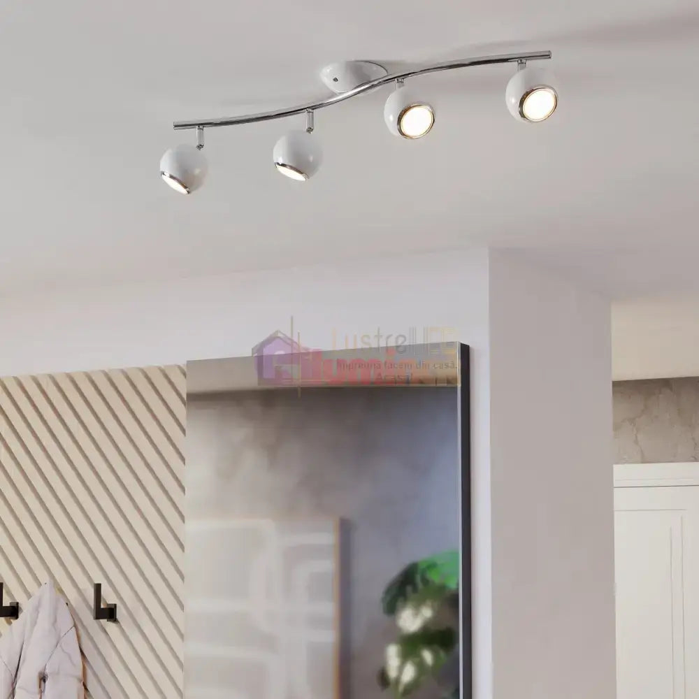 Lustra BIMEDA cu 4 Spoturi White & Silver 64CM 64CM Chandeliers