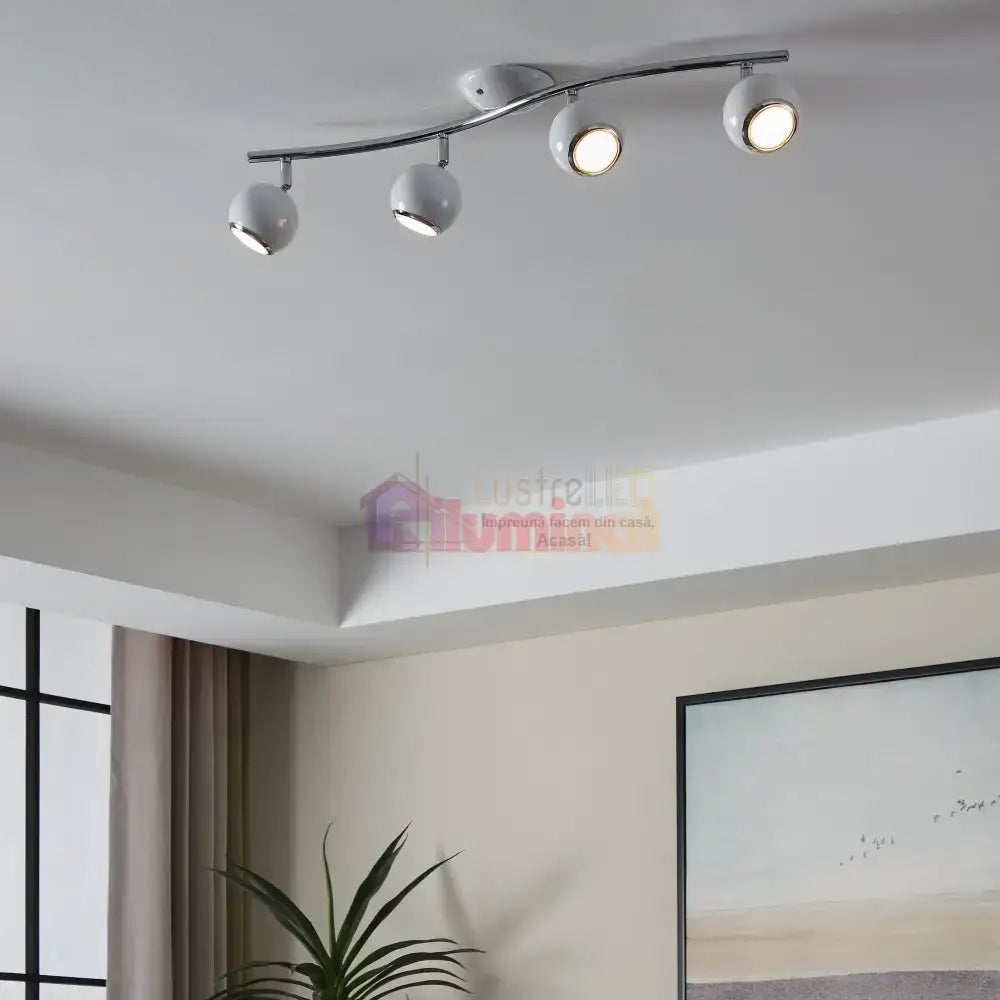 Lustra BIMEDA cu 4 Spoturi White & Silver 64CM 64CM Chandeliers