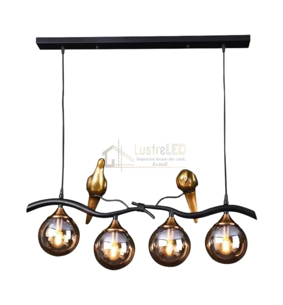 Lustra Abajur Birdy BLACK & GOLD 4xE14 lustreled.ro