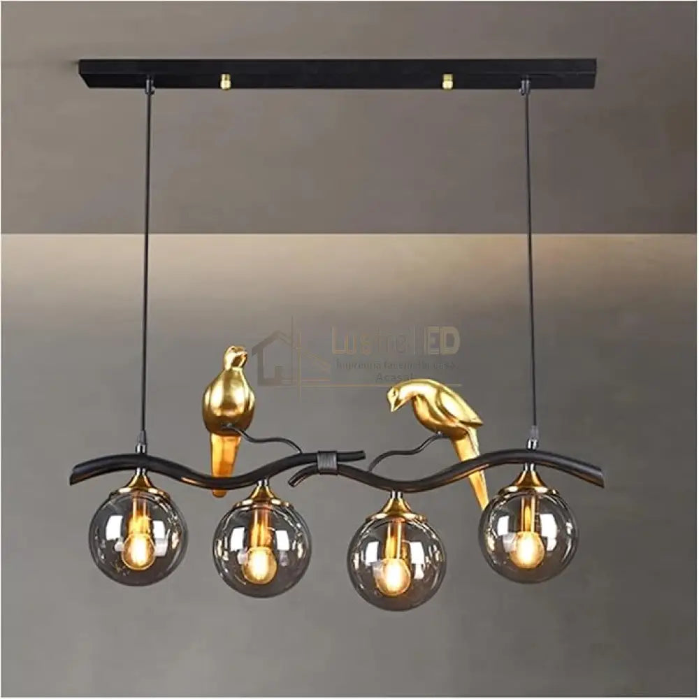 Lustra Abajur Birdy BLACK & GOLD 4xE14 lustreled.ro