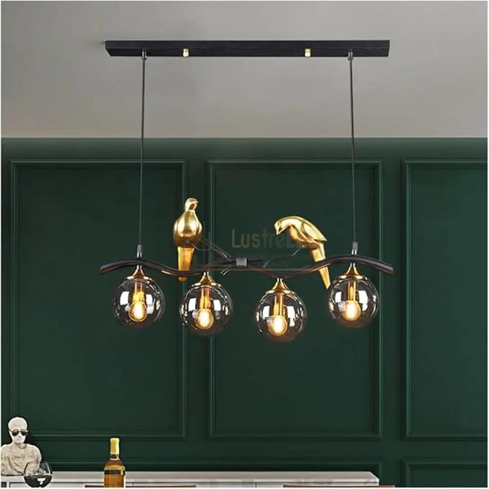 Lustra Abajur Birdy BLACK & GOLD 4xE14 lustreled.ro