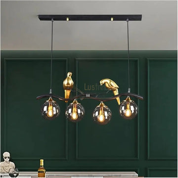 Lustra Birdy BLACK & GOLD Abajur Fumuriu 4xE14