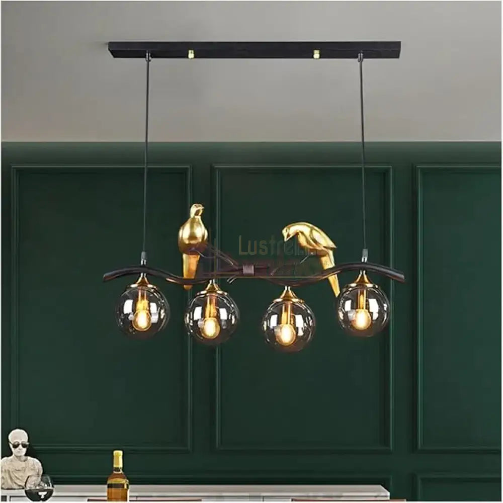 Lustra Birdy BLACK & GOLD Abajur Fumuriu 4xE14 NEGRU + AURIU / ABAJUR Chandeliers