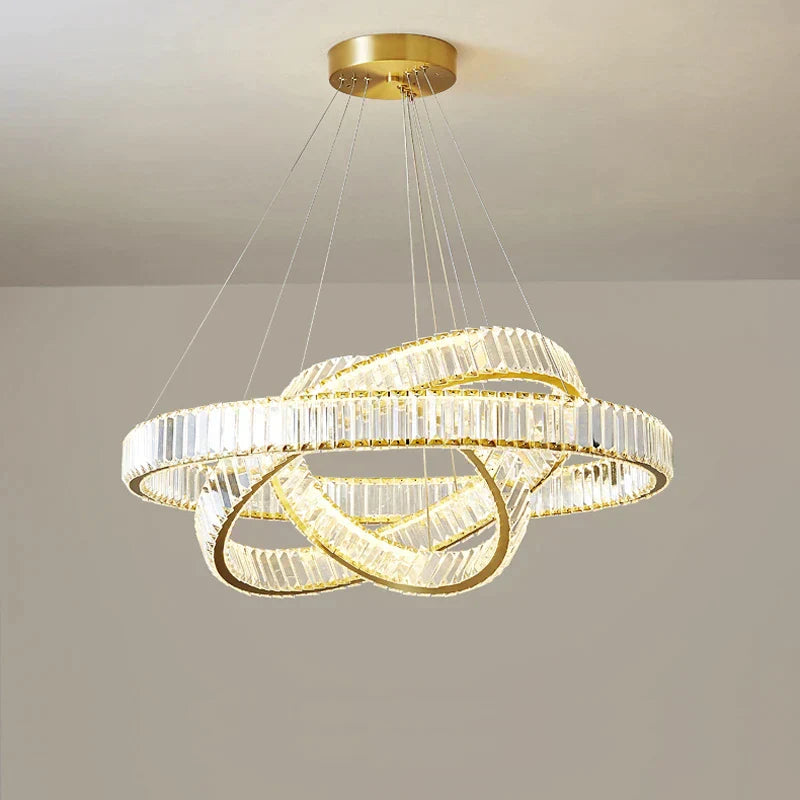 Candelabru LED 100W Cristal ROYAL GOLD 3 Segmente Telecomanda